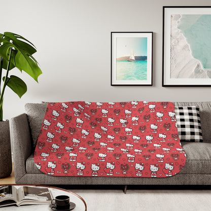 Hello Kitty Two‑Tone Sherpa Blanket — Valentine’s Day Gift for Her